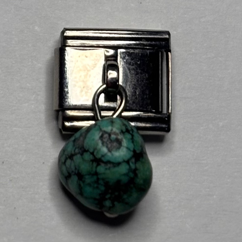 Turquoise-Colored Stone Italian Charm Bracelet Link