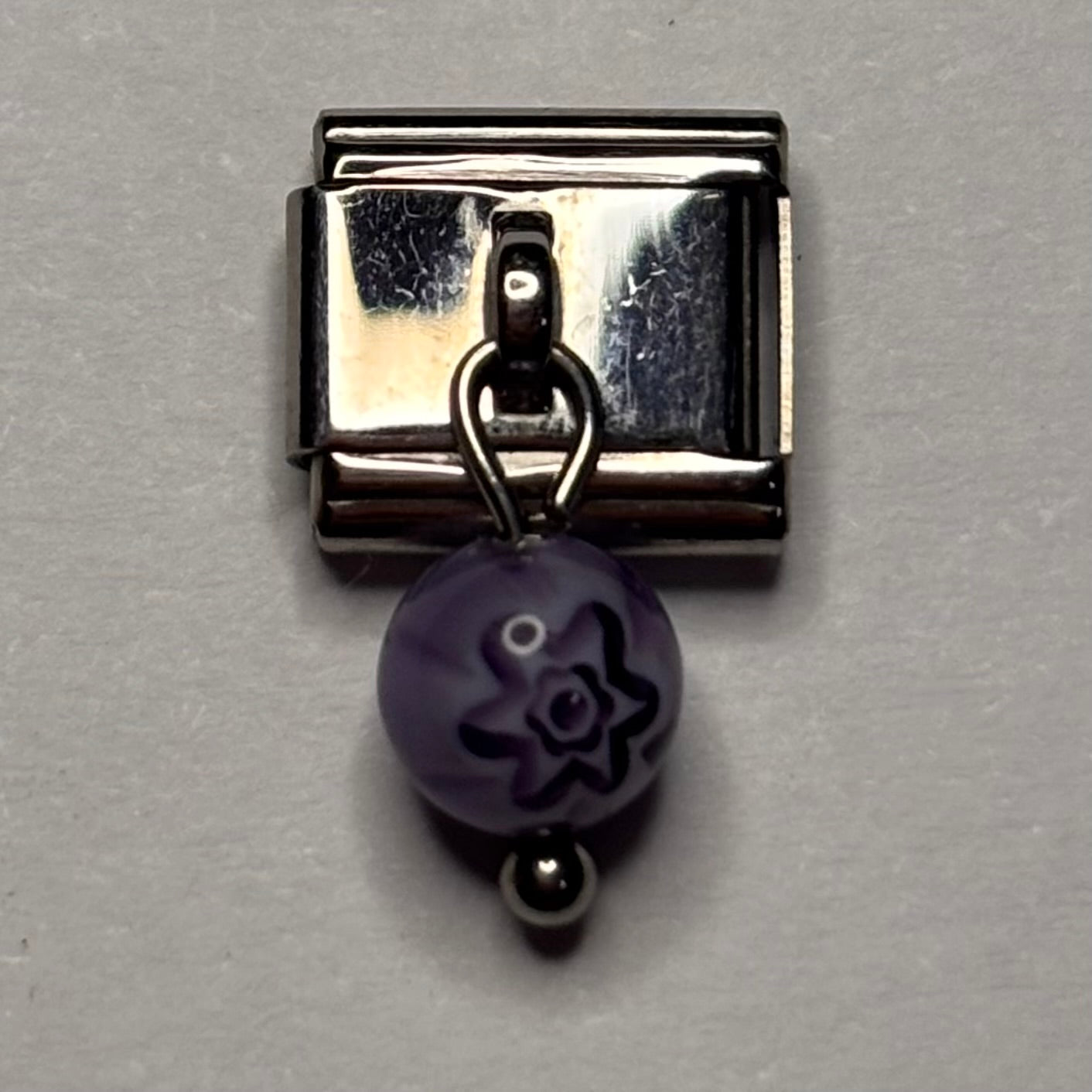 Purple Glass Bead Italian Charm Bracelet Link