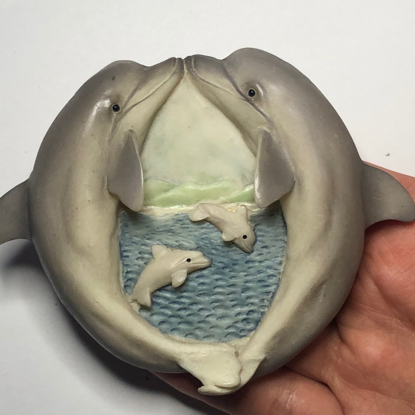 dolphin duo fridge magnet