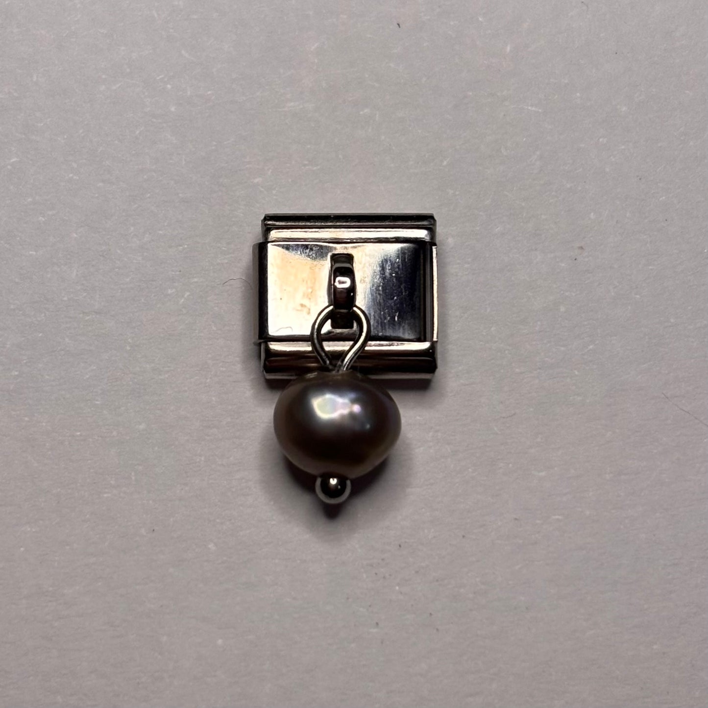 Silver Pearl Italian Charm Bracelet Link