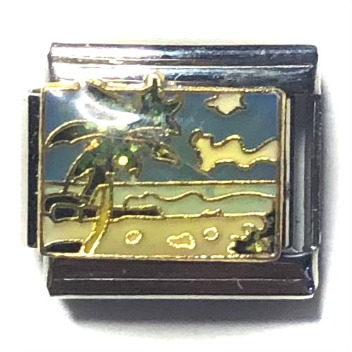Beach Scene Italian Charm Bracelet Link