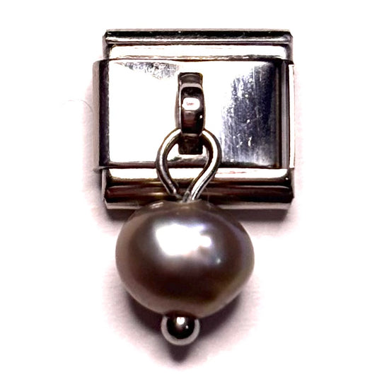 Silver Pearl Italian Charm Bracelet Link