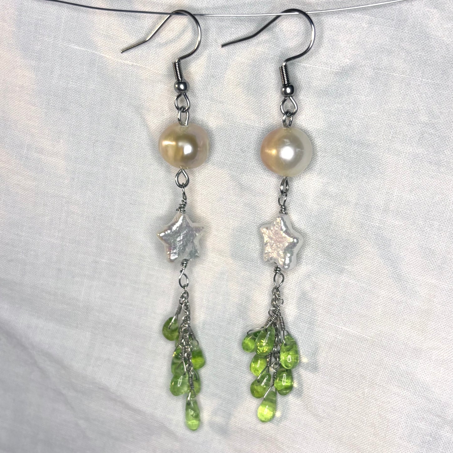 pearl and glass beaded earrings