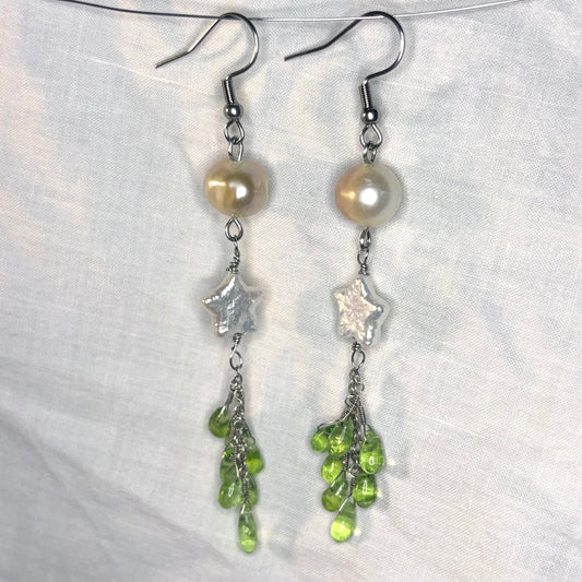 pearl and glass beaded earrings