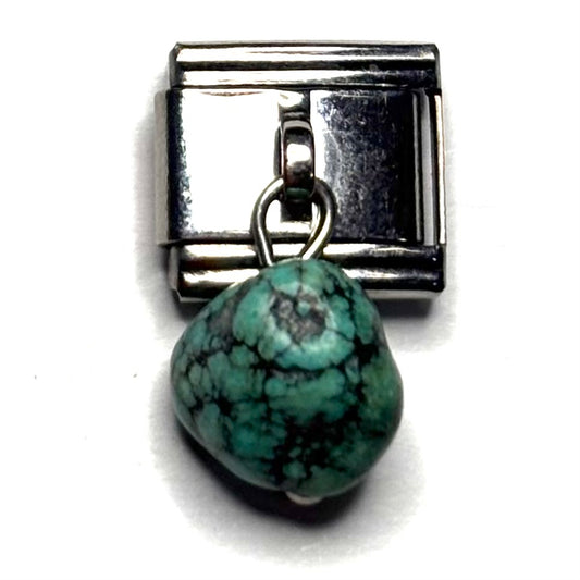 Turquoise-Colored Stone Italian Charm Bracelet Link