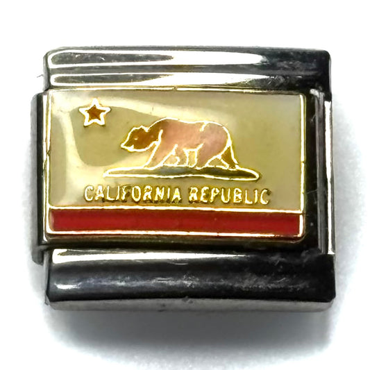 California Flag Italian Charm Bracelet Link