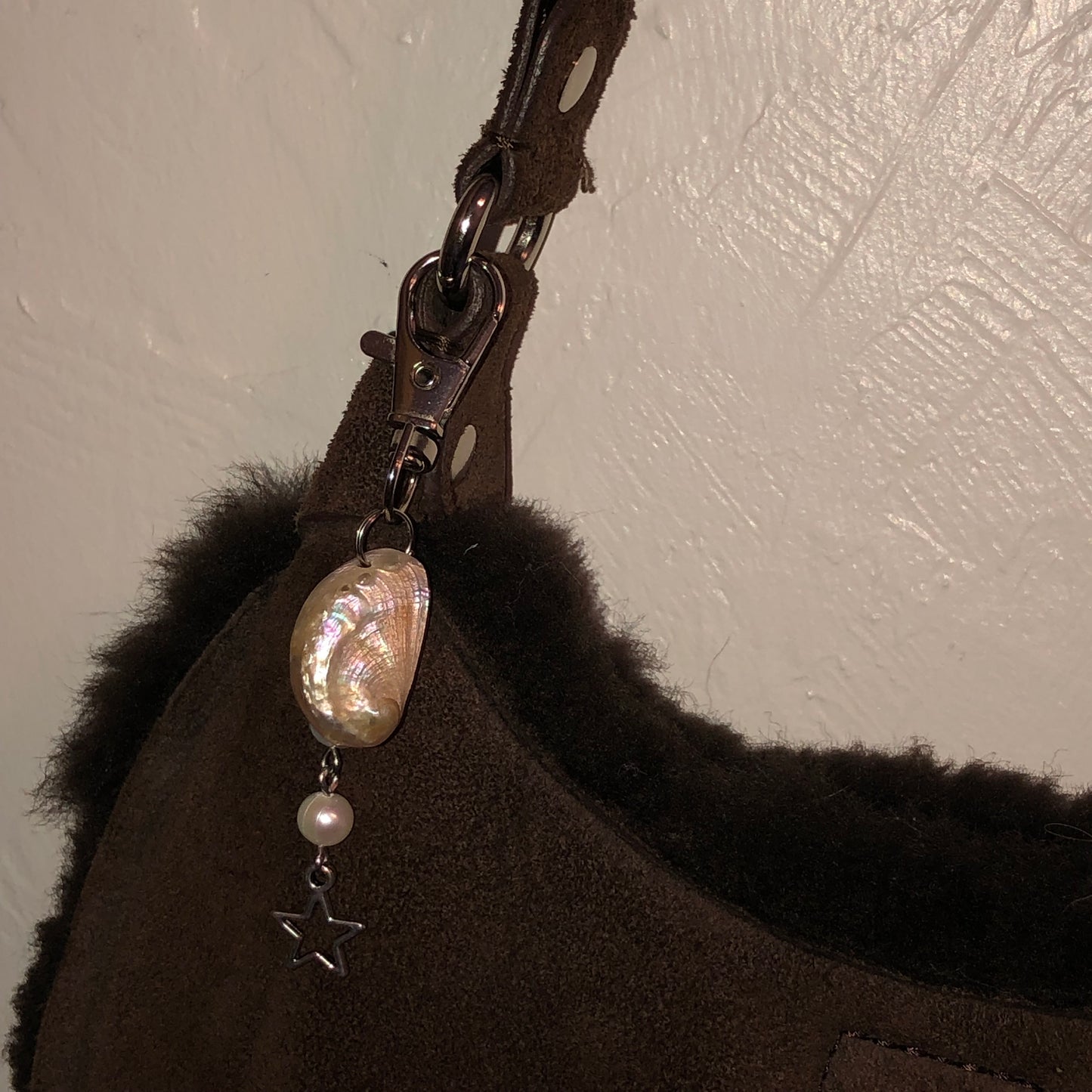 Tiny Abalone & Pearl Keychain