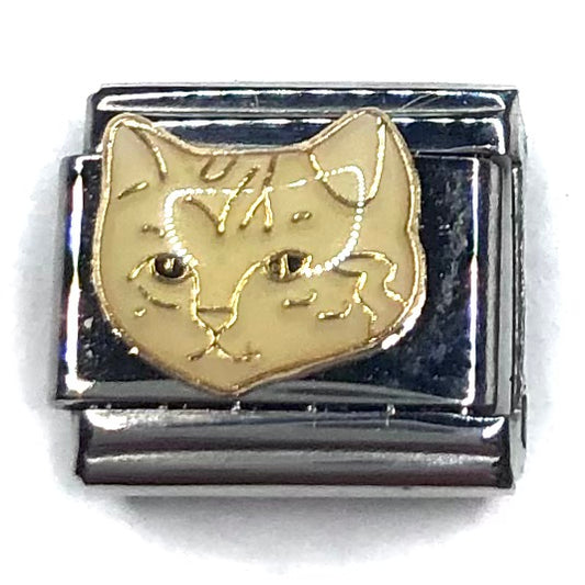 White cat Italian Charm Bracelet Link