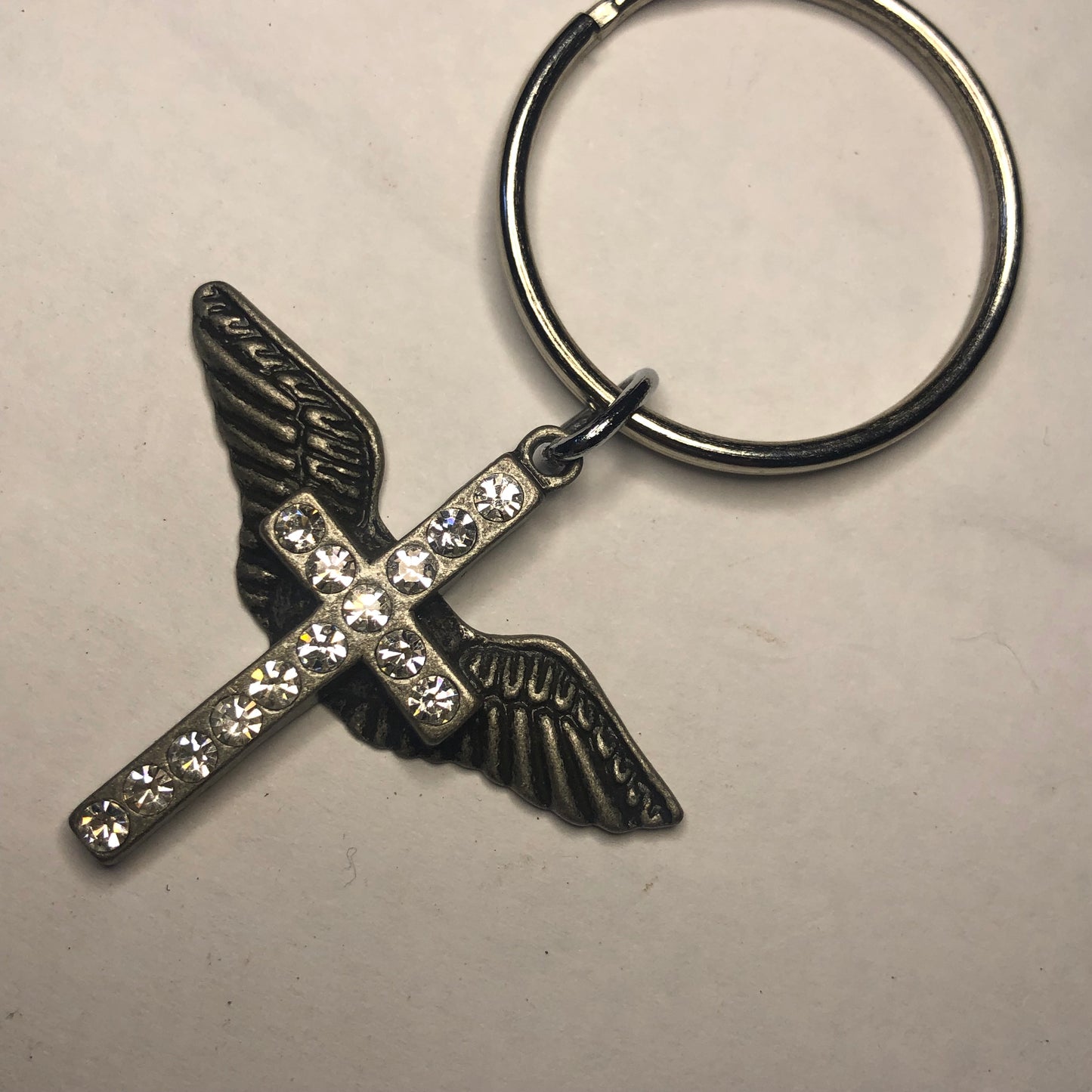 winged cross keychain