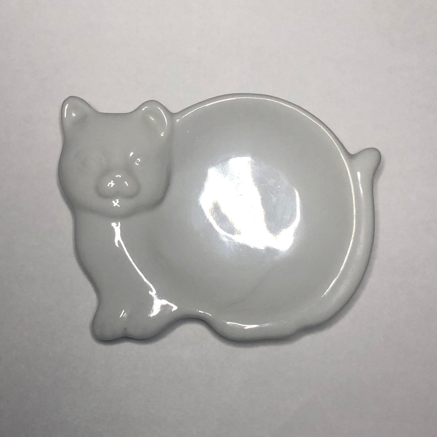 white cat trinket dish