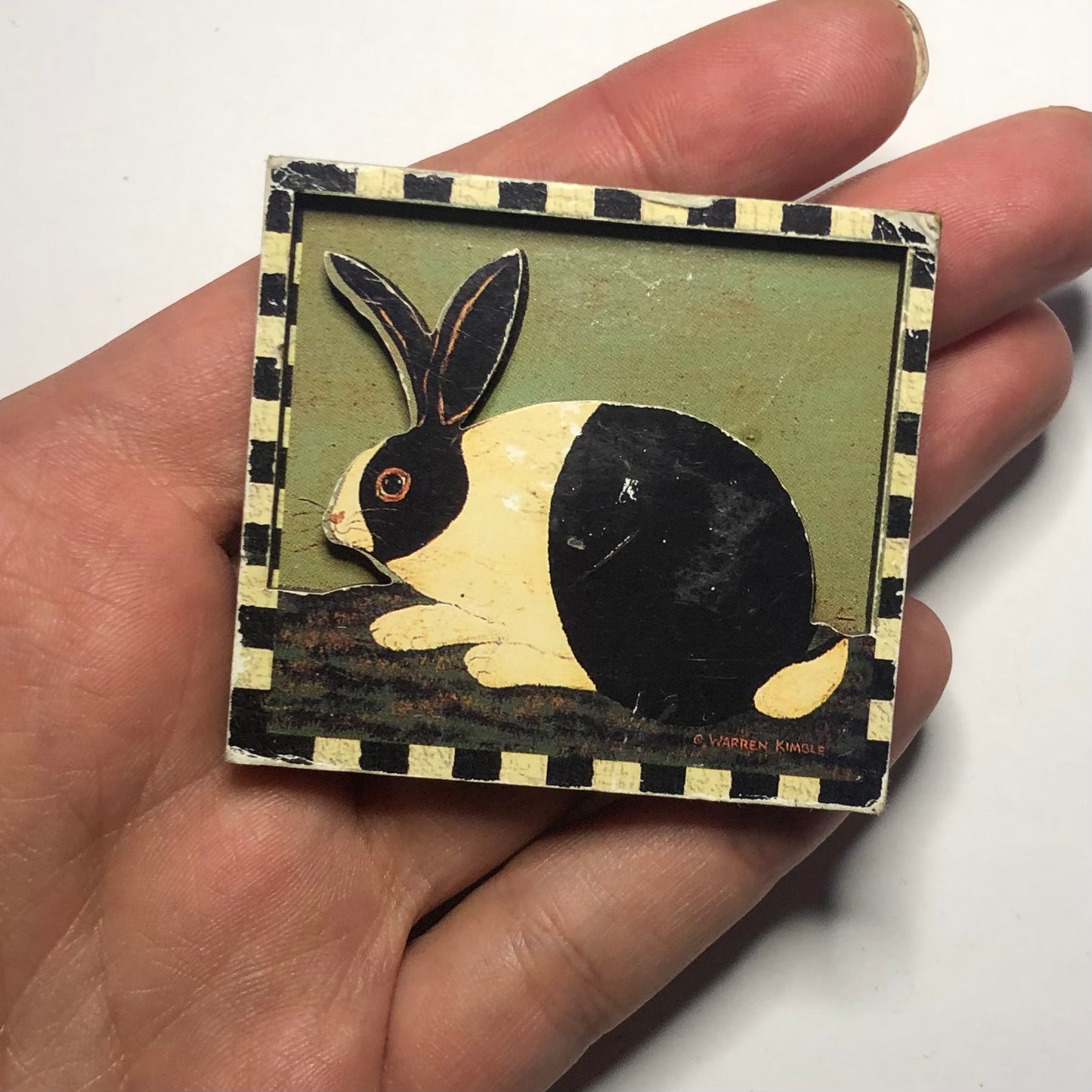 Wooden rabbit fridge magnet