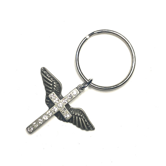 winged cross keychain