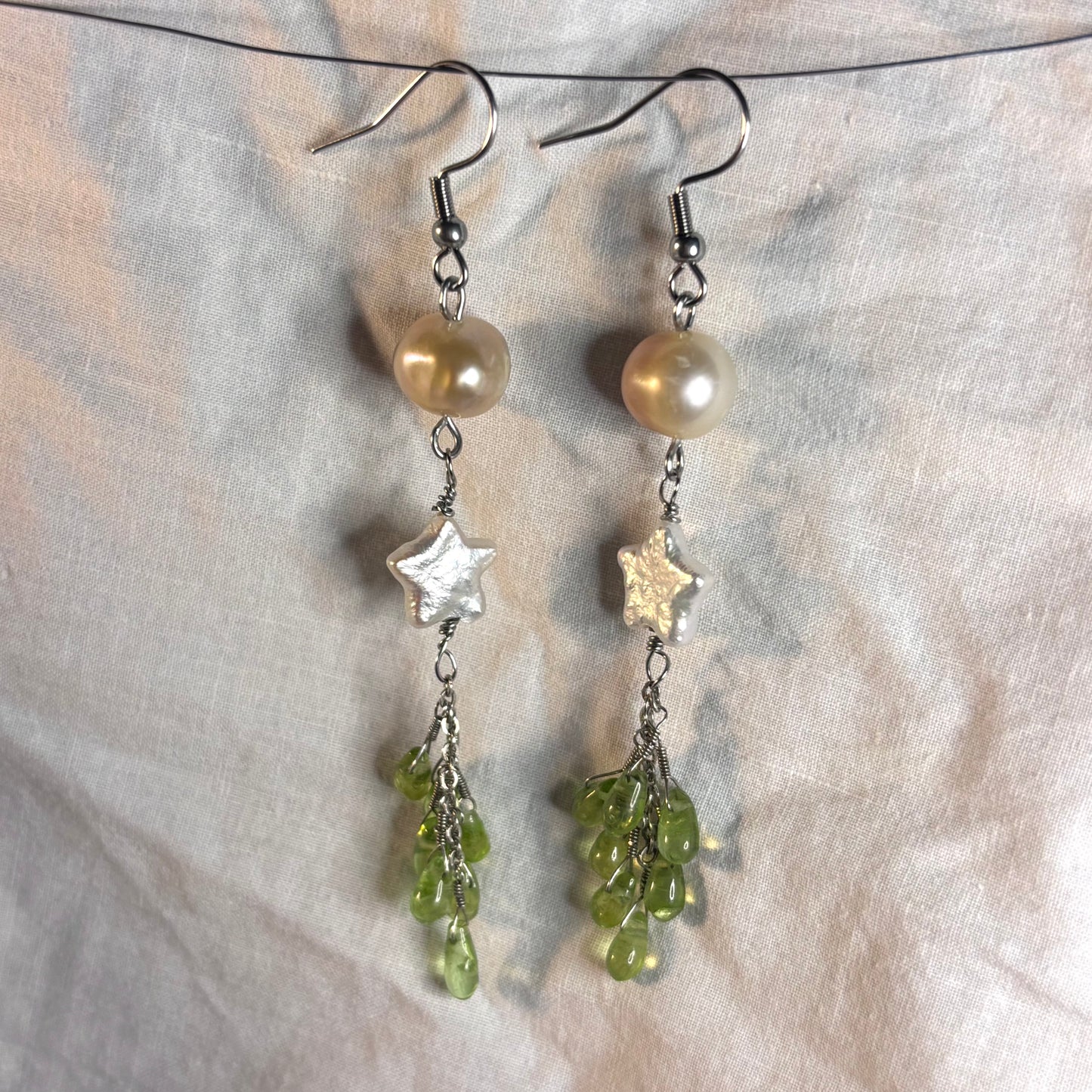 pearl and glass beaded earrings