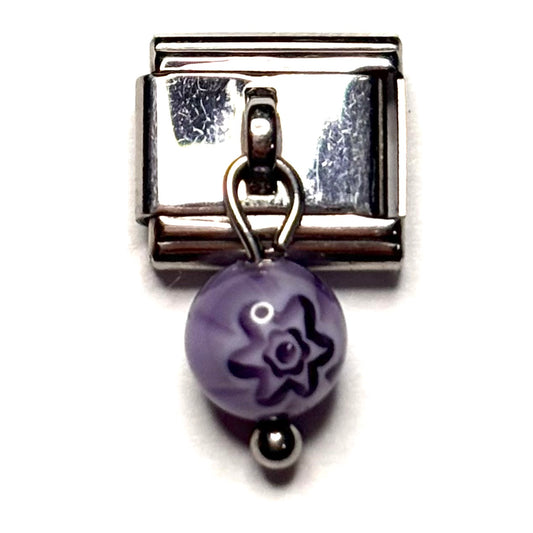 Purple Glass Bead Italian Charm Bracelet Link