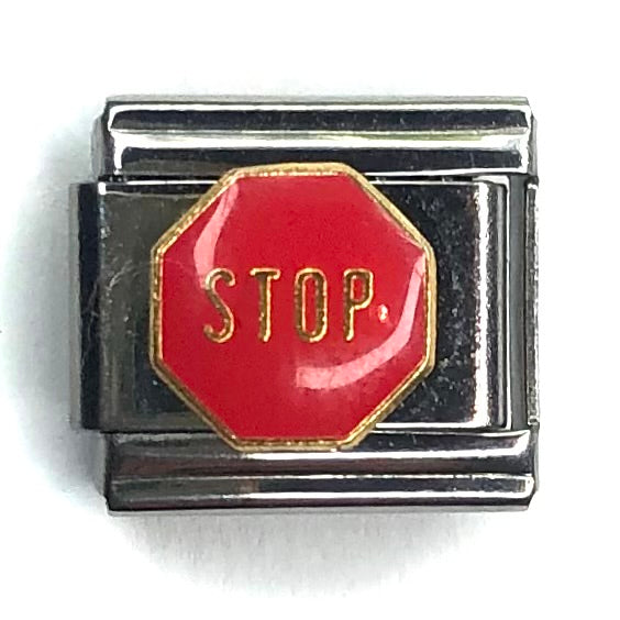 Stop Sign Italian Charm Bracelet Link