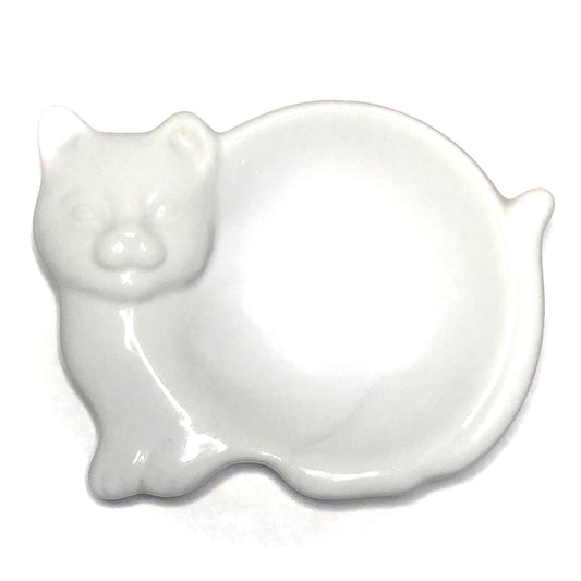 white cat trinket dish