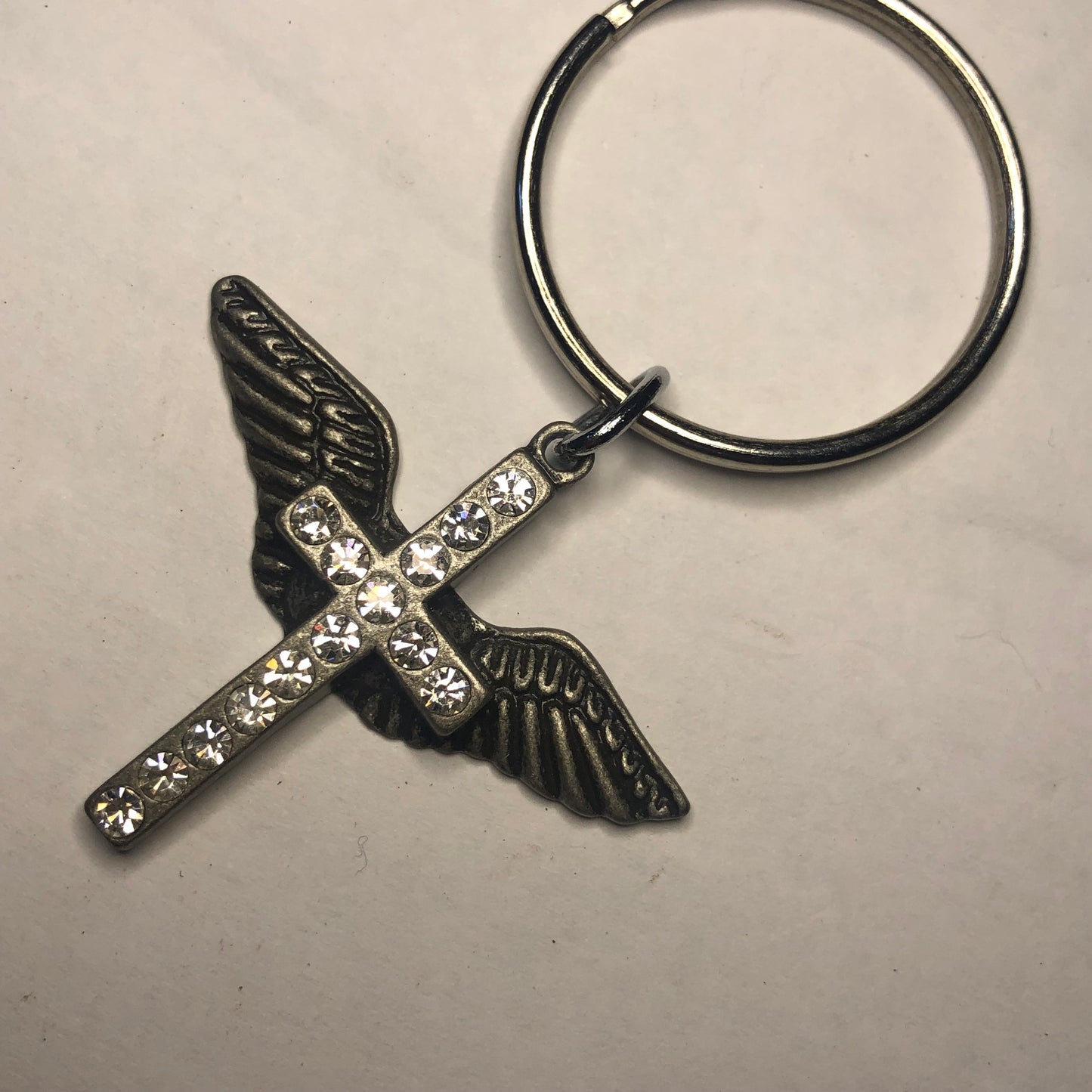 winged cross keychain