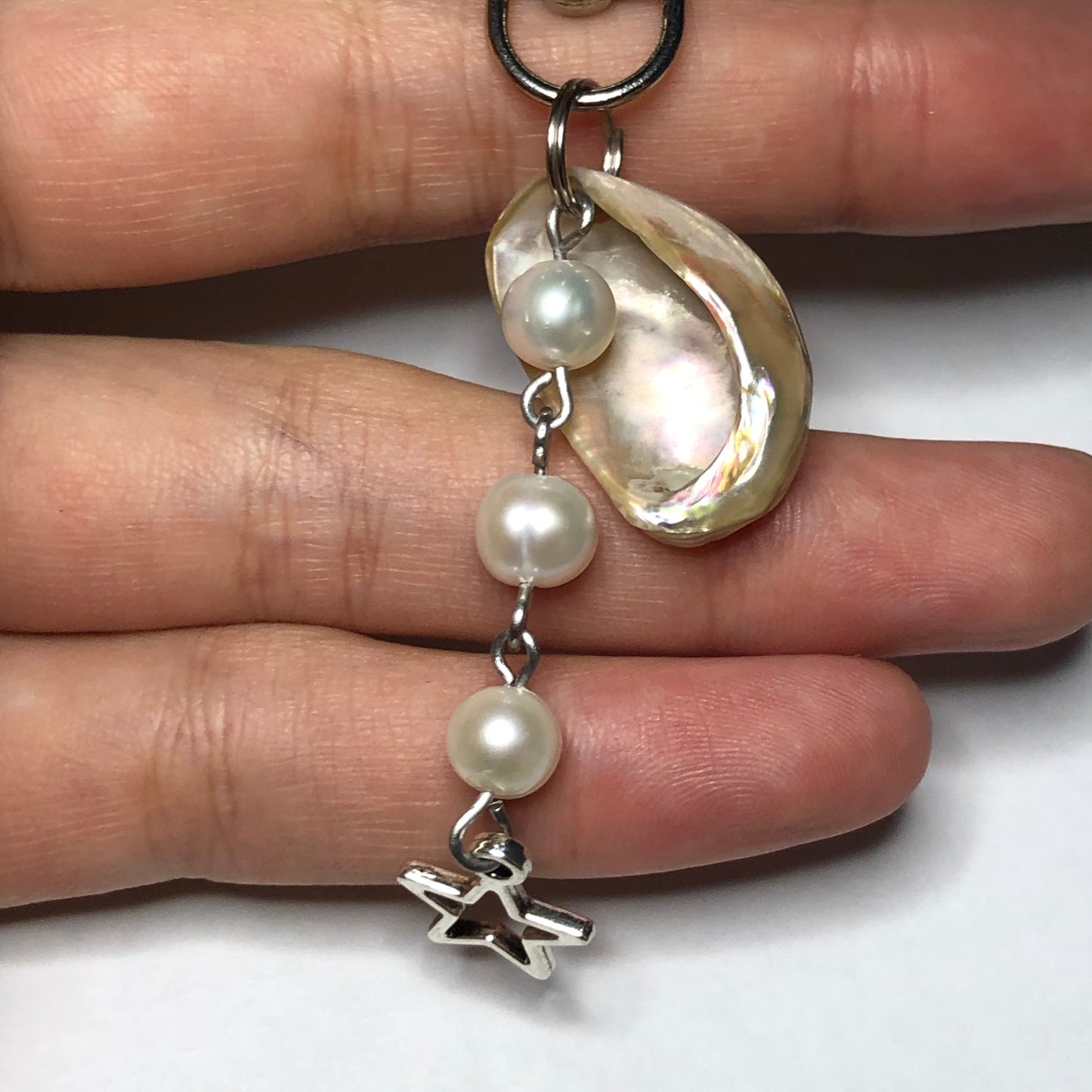 Tiny Abalone & Pearl Keychain