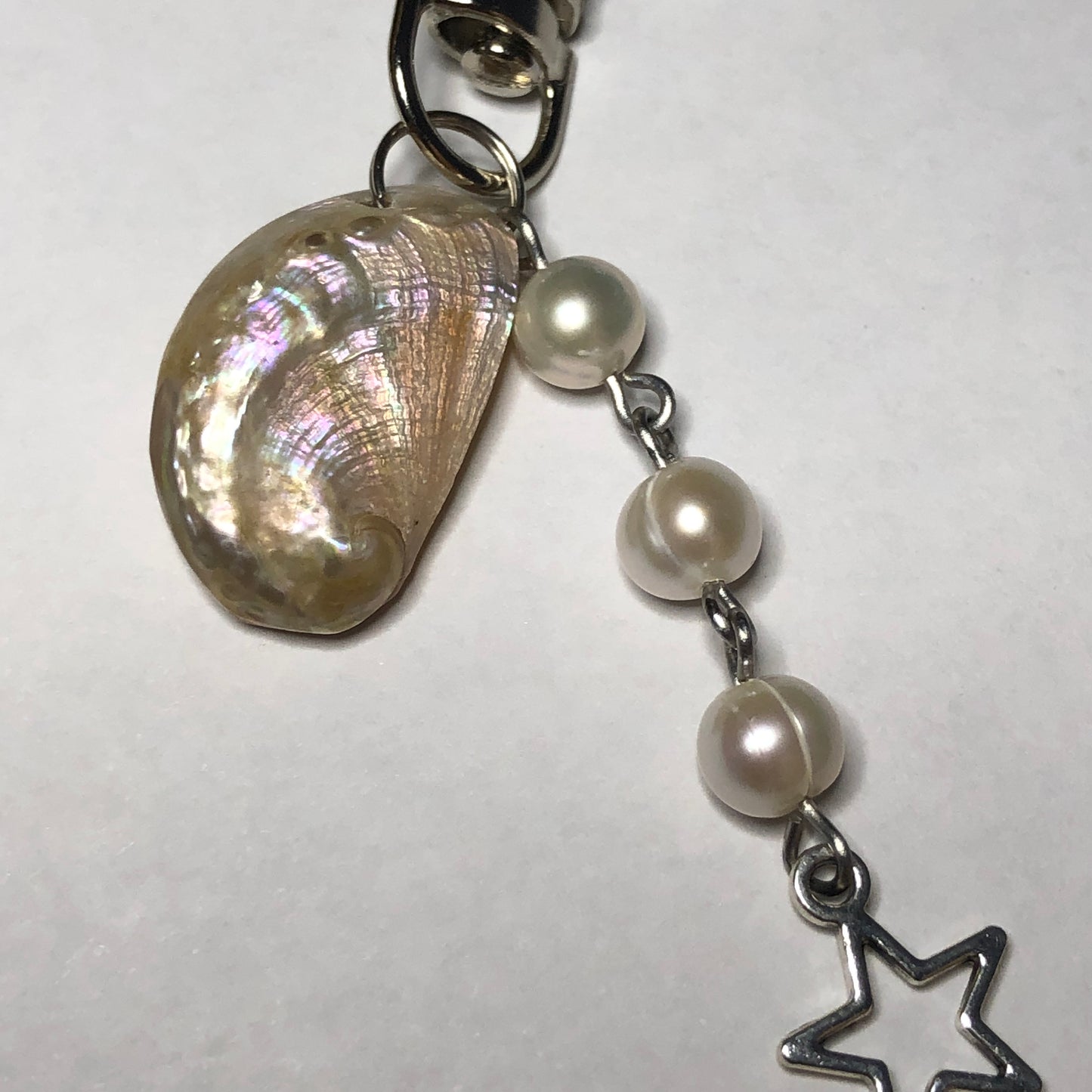 Tiny Abalone & Pearl Keychain