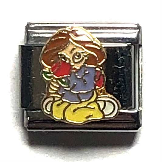 Girl Holding Rose Italian Charm Bracelet Link